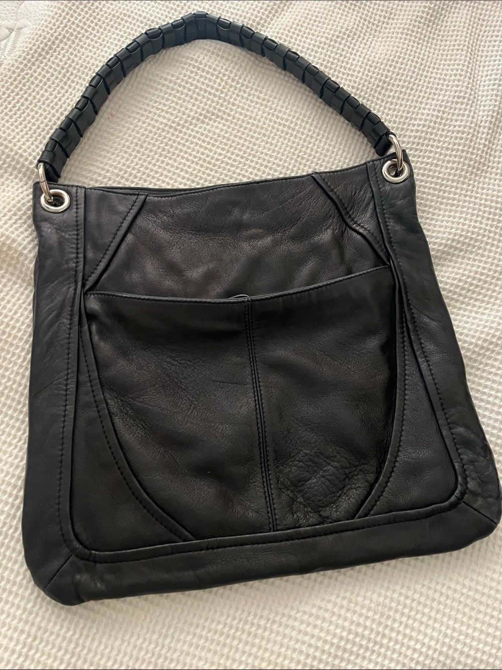 OrYany Black Studded Snake-Accented Women's Shoulder Bag - Picture 2 of 16